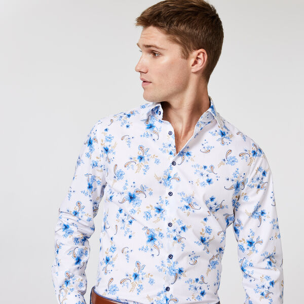Westbury Shirt, White/Blue, hi-res